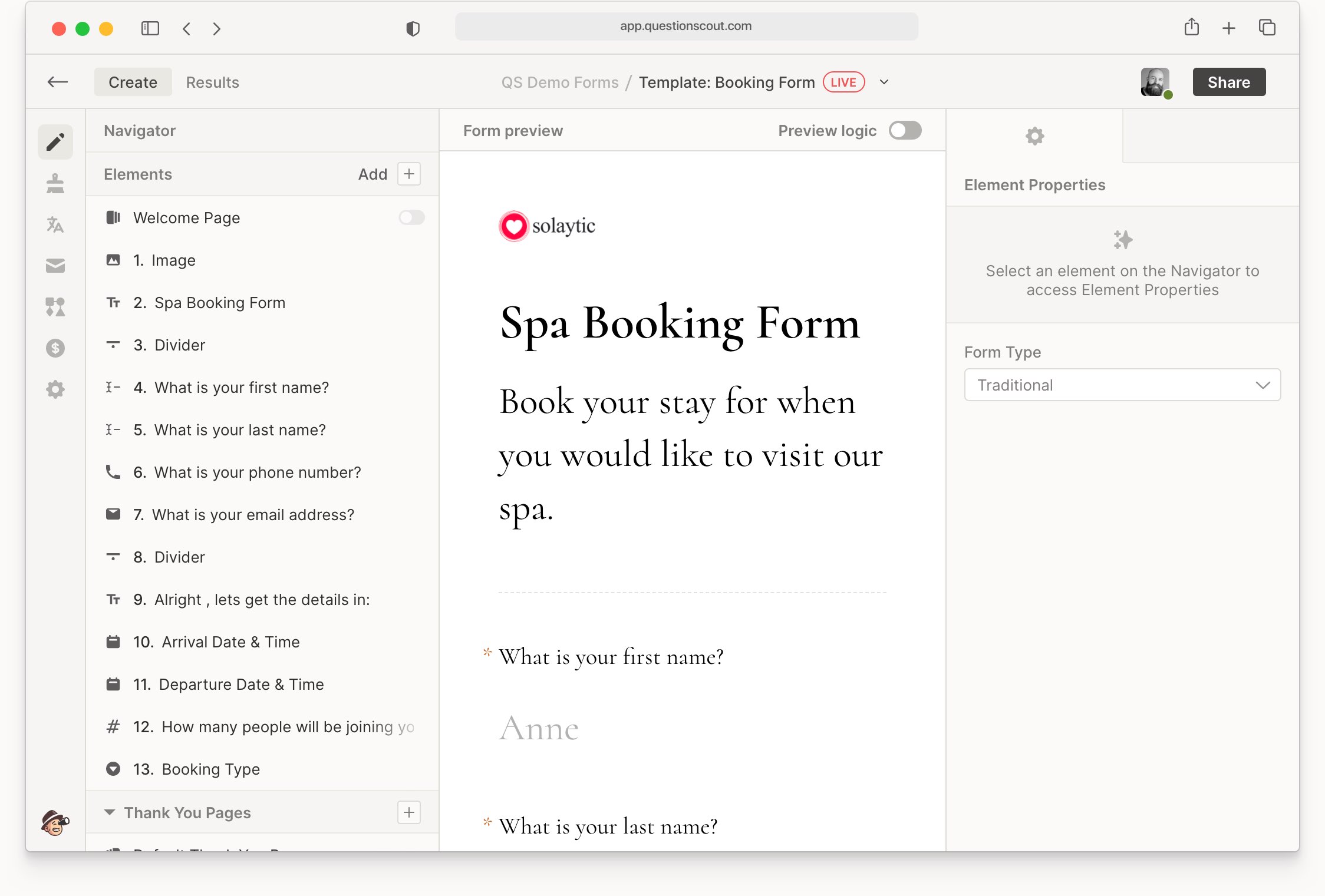Image displaying the QuestionScout application
